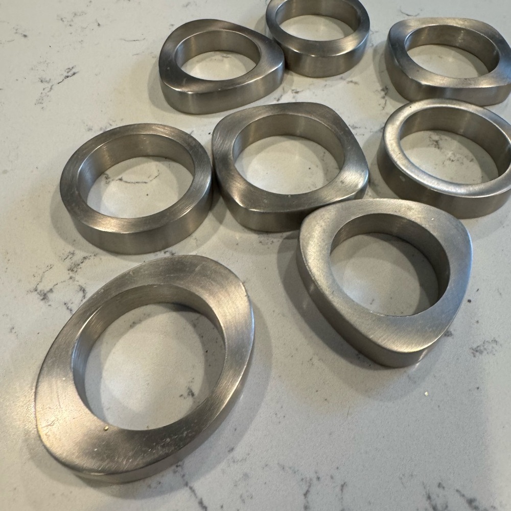 Vintage Pottery Barn Stainless Steel Napkin Rings Set of 8